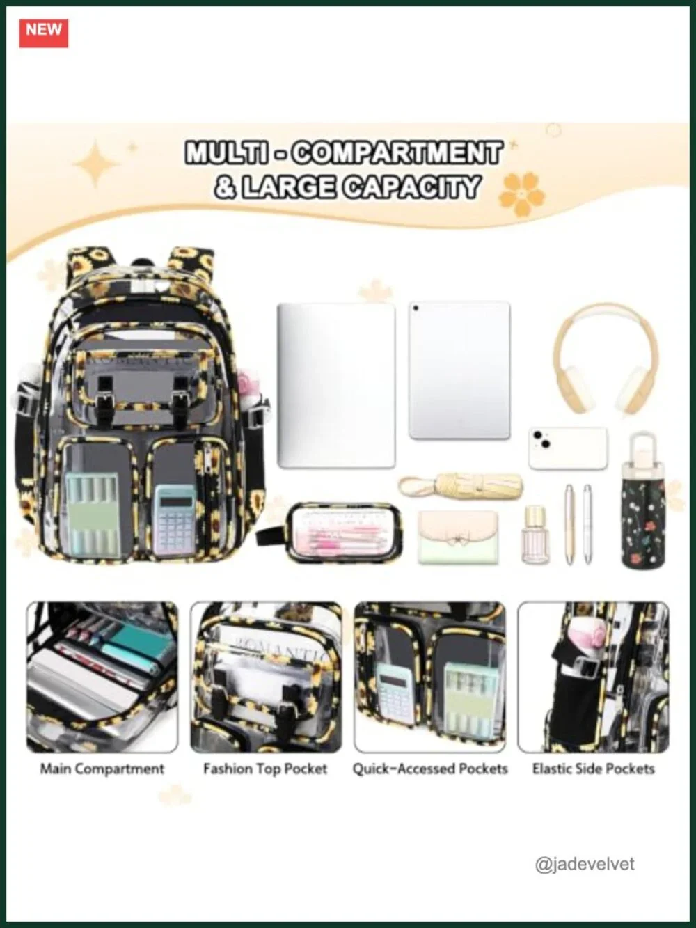Clear Backpack Set with Lunch Bag and Pencil Case for Stadium Events